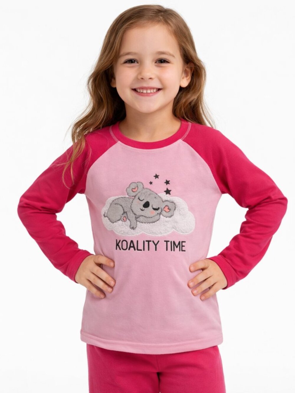 Wonder Nation Girls Koala Pajama Top · Faux Fur Pink · Size 6/6X